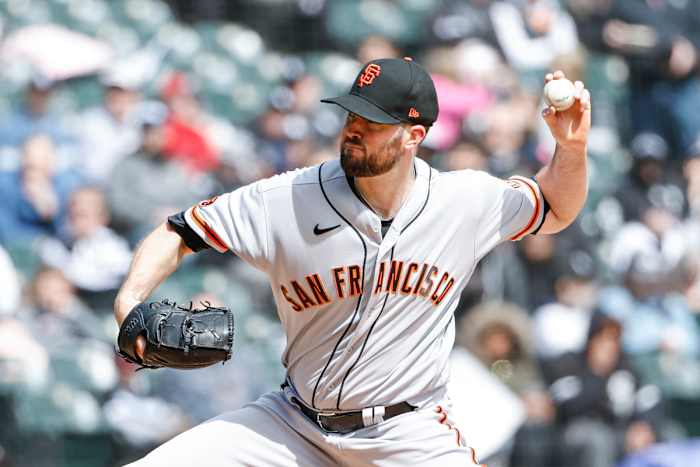 SF Giants starting pitcher Alex Wood delivers against the Chicago White Sox during the first inning. (2023)